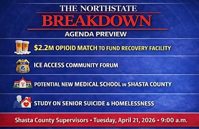 Shasta County Supervisors to Consider Opioid Funds for Recovery Facility, Hold Required ICE Access Forum Tuesday 4-21-2026